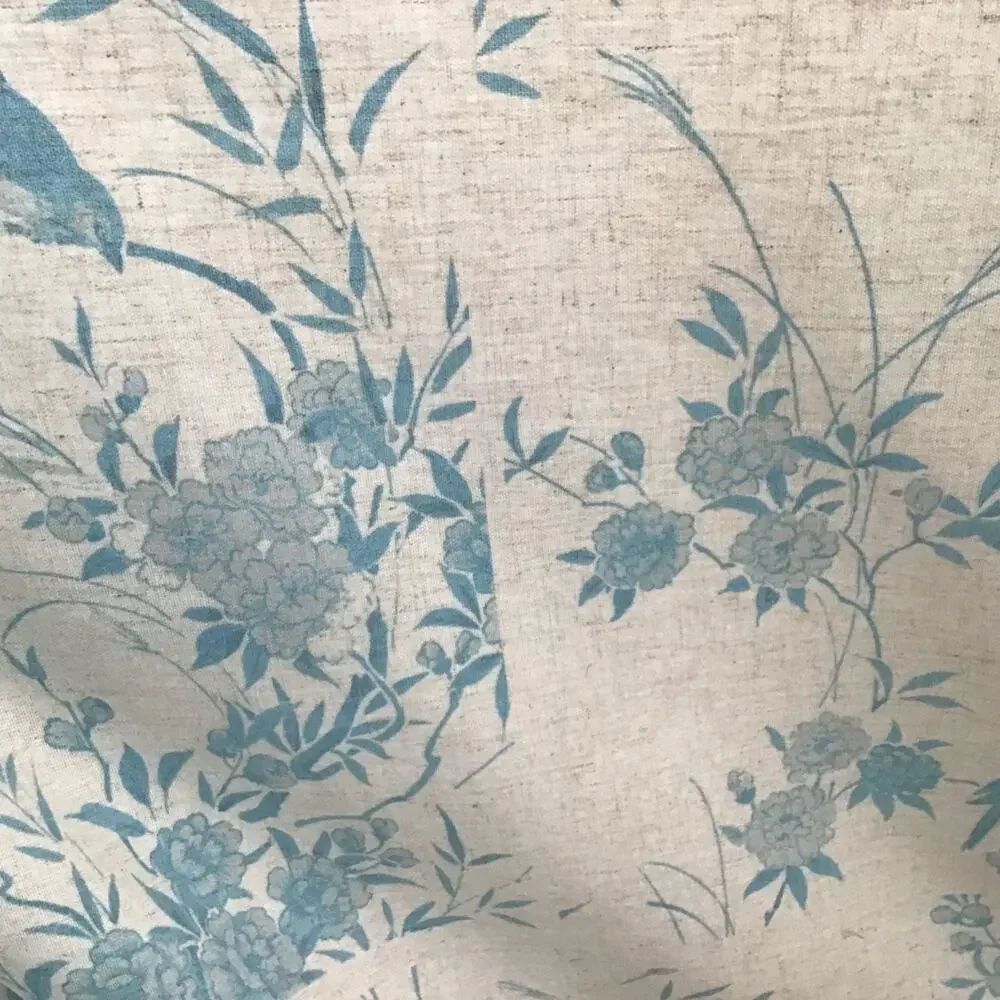 Rachel Ashwell Shabby Chic Blue Bird Chinoiserie Linen For Sewing & Wallpaper